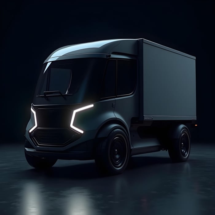 A futuristic concept black mini  truck - Ai Generated