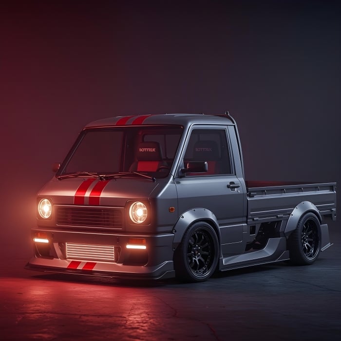 Mini cargo truck, Futuristic, Wallpaper, 3d Rendered - Ai Generated