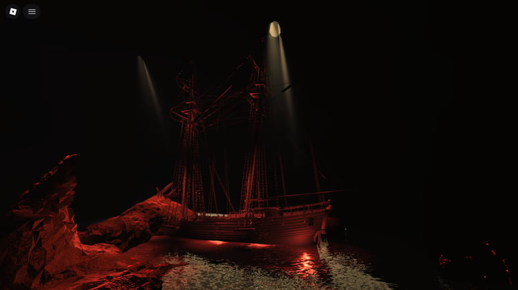 Roblox coastal cave with sunken ships environment