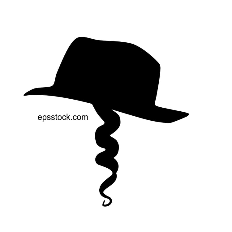 Adult jewish rabbi hat with sideburns, male orthodox carnival costume