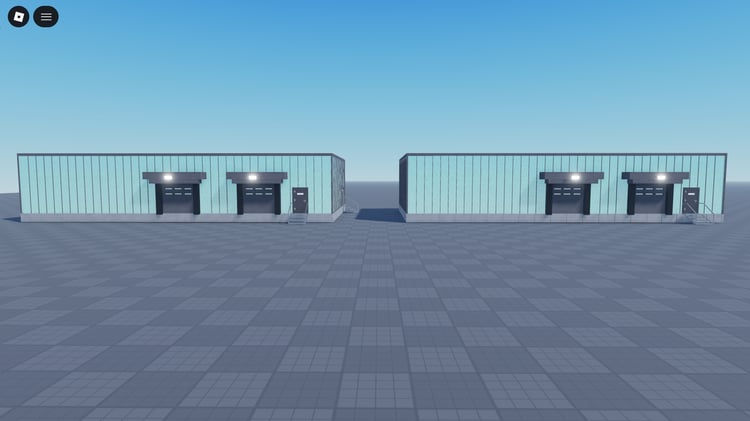 Logistics facility buildings Roblox environment