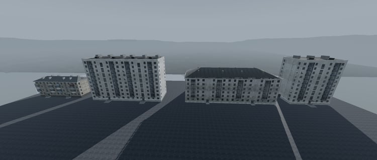Free brutalist style buildings pack Roblox concrete architecture