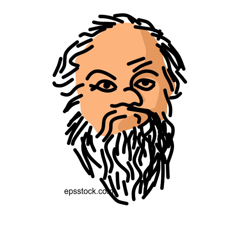 Socrates portrait, flat vector illustration