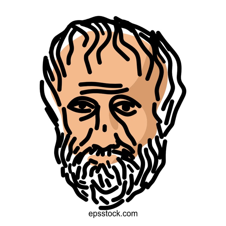 Aristotle portrait, flat vector illustration