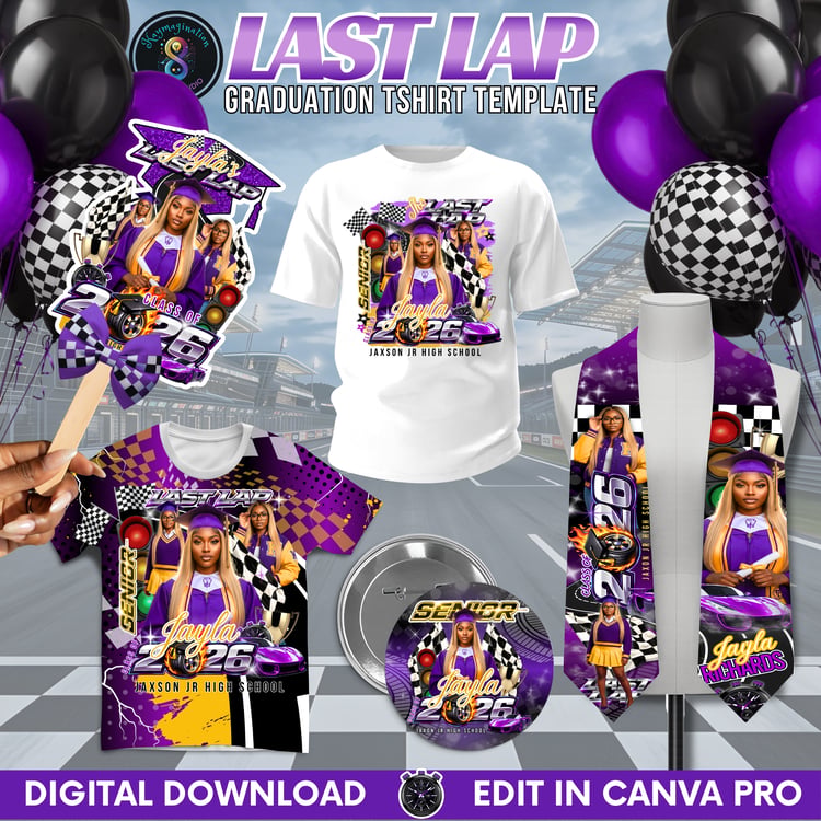 last lap graduation bundle, graduation templates 2026, editable canva templates, senior shirt design, graduation fan template, grad button template, graduation stole template, class of 2026, DIY graduation designs, grad bundle for crafters, custom graduat