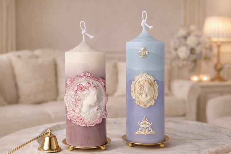 Online candle masterclass on crackle effect and bas-relief candle design