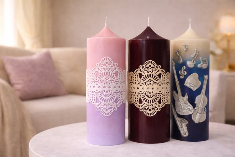 Decorative candle with wax lace and jazz style handmade candle masterclass