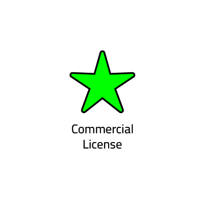 Green star icon representing professional Commercial License included.