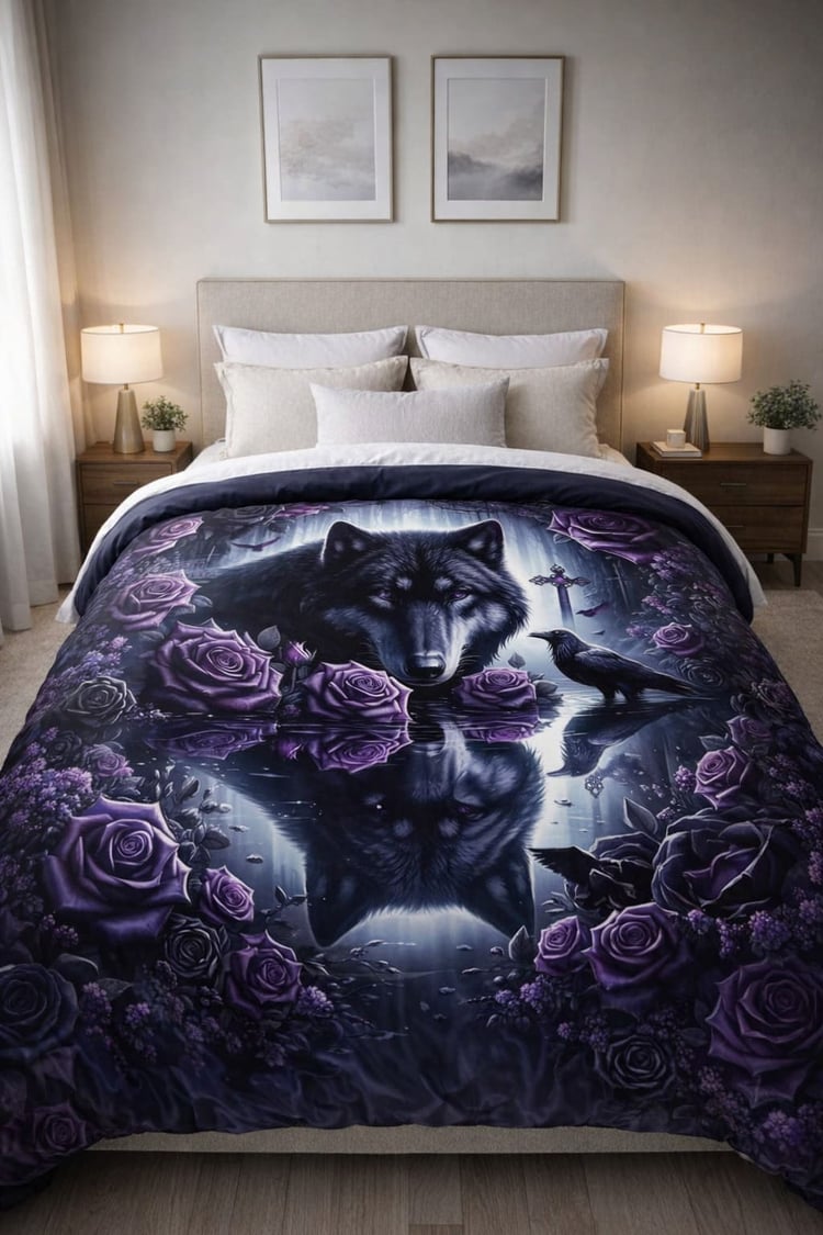 Obsidian Bloom Duvet – Dark Floral Luxury Bedding