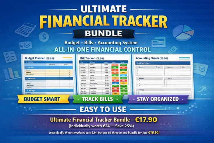 Ultimate Financial Tracker Bundle Budget Planner + Bill Tracker + Accounting Templates mockup