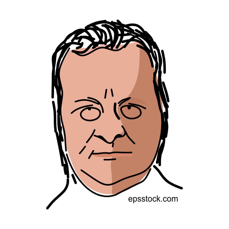 Camillo Benso portrait, flat vector illustration