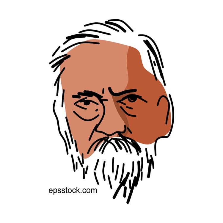 Louis Pasteur portrait, flat vector illustration