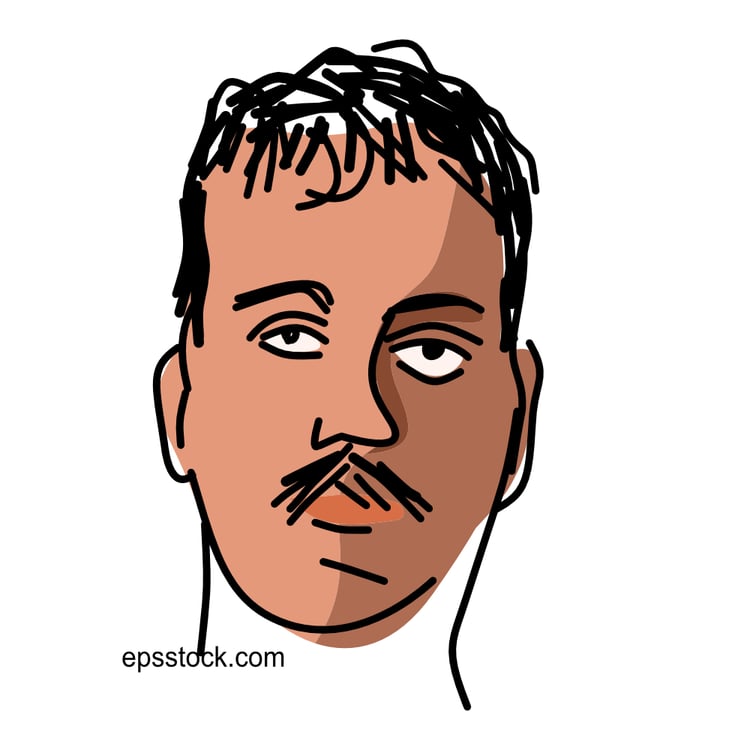 Giacomo Puccini portrait, flat vector illustration