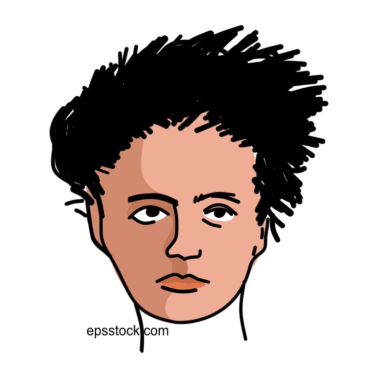 Marie Curie portrait, flat vector illustration