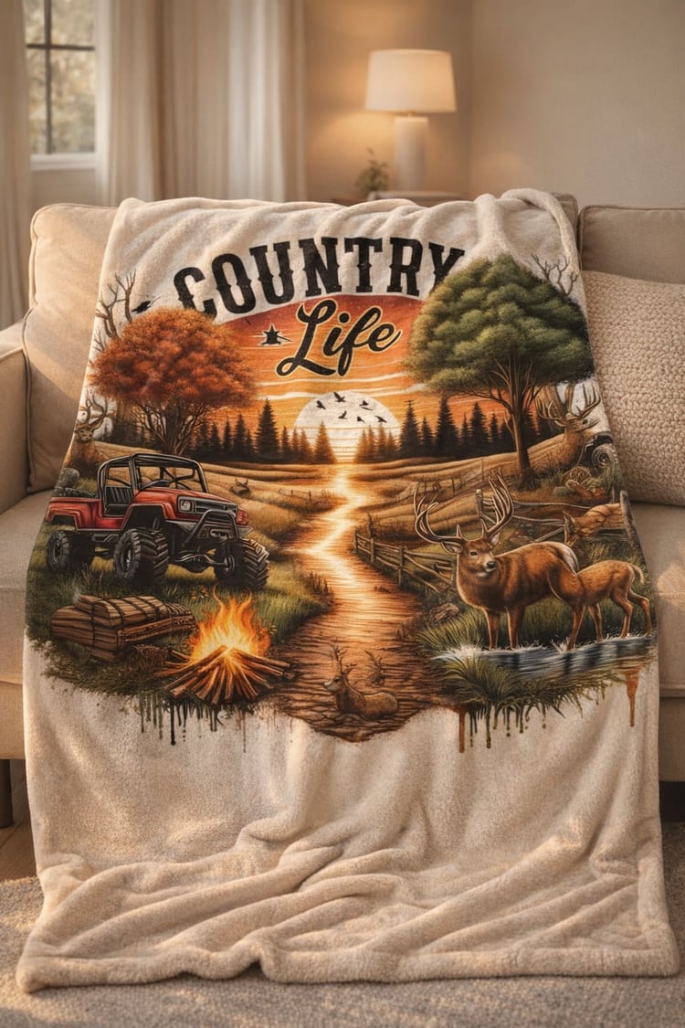 Country Life Microfleece Blanket – Soft & Cozy Comfort