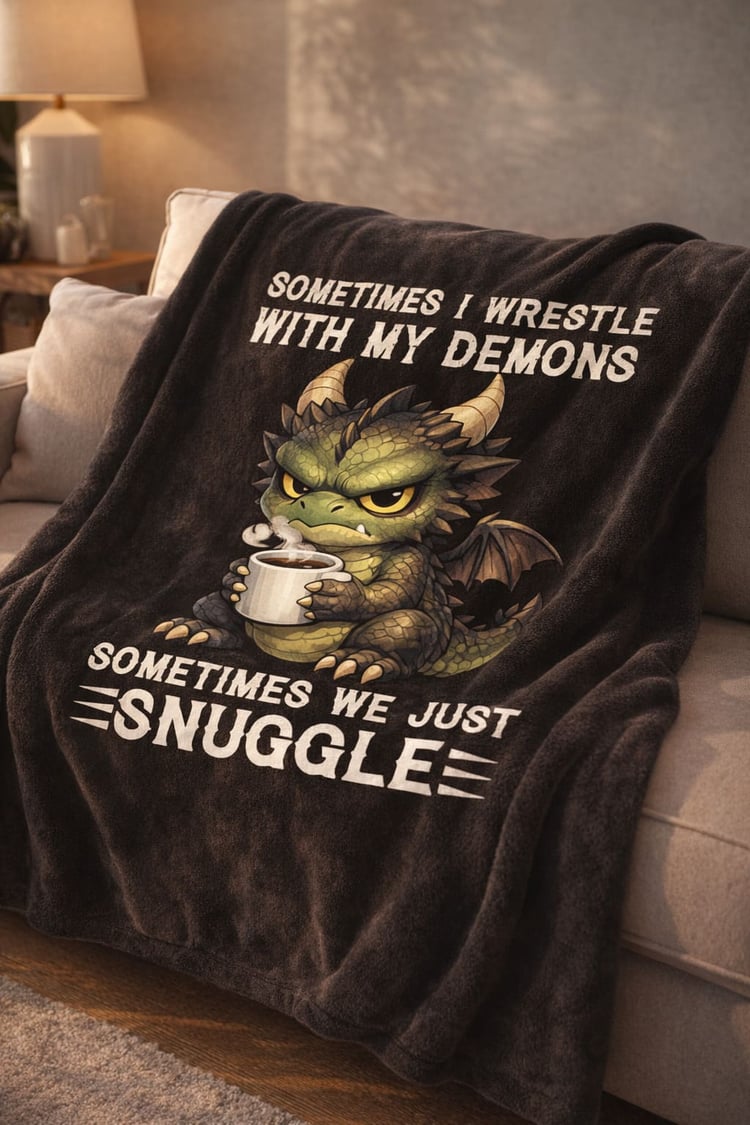 Snuggle With My Demons – Ultra‑Soft Microfleece Blanket