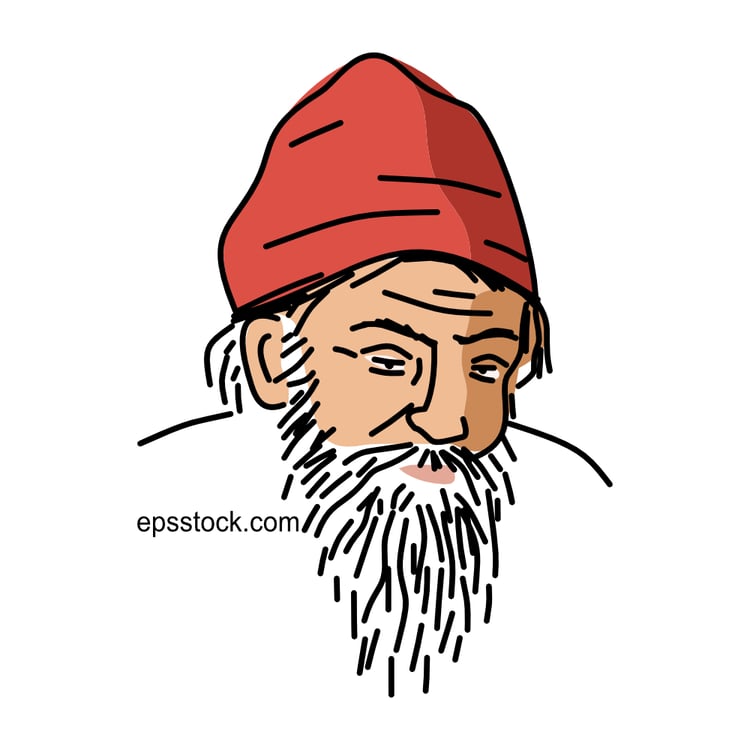 Euclid portrait, flat vector illustration