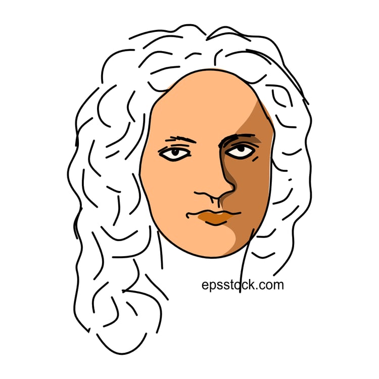 Antonio Vivaldi portrait, flat vector illustrat