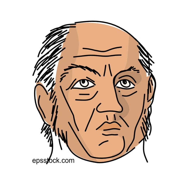 Seneca portrait, flat vector illustration