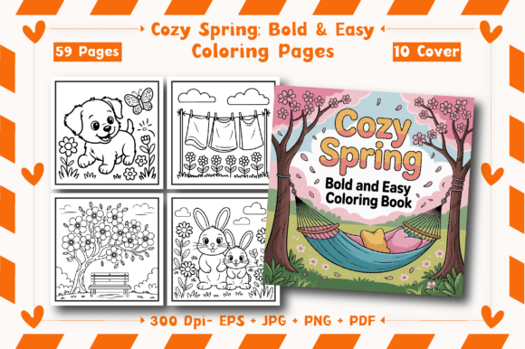 Cozy Spring: Bold and Easy Coloring Book