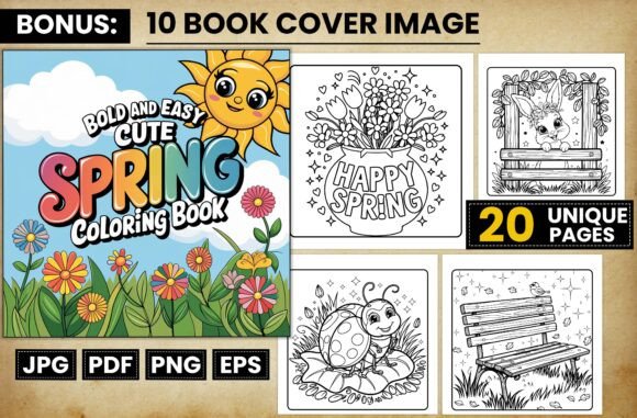Bold and Easy Cute Spring Coloring Pages