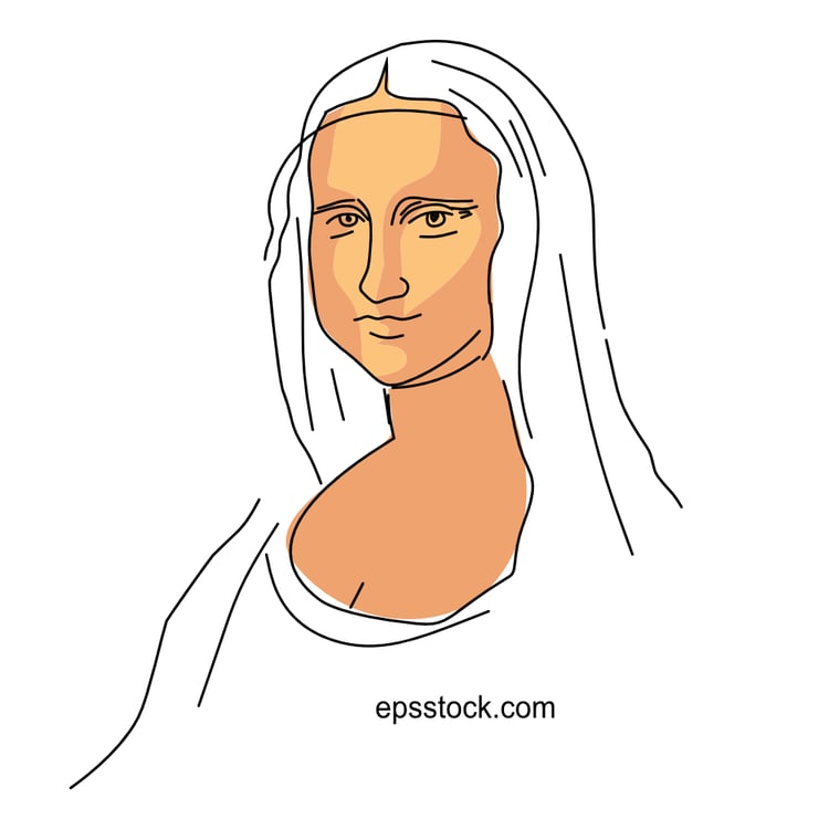 Mona Lisa, flat vector illustration