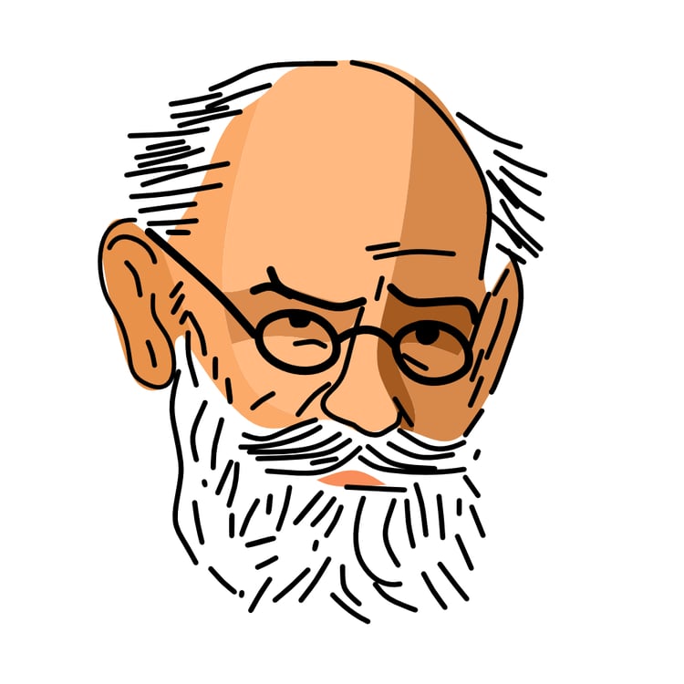 Ivan Pavlov portrait, flat vector illustration