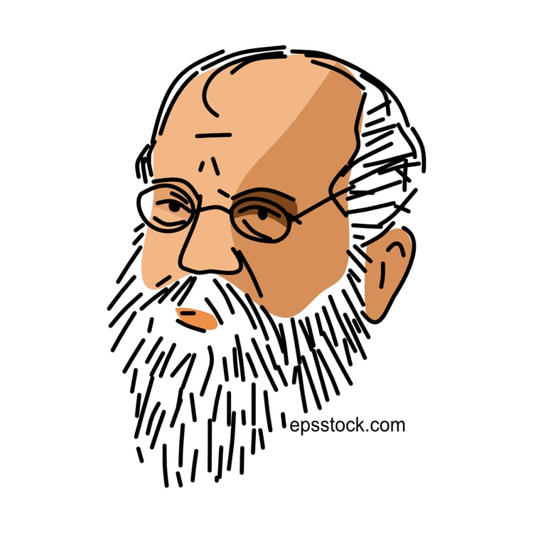 Wilhelm Steinitz portrait, flat vector illustration