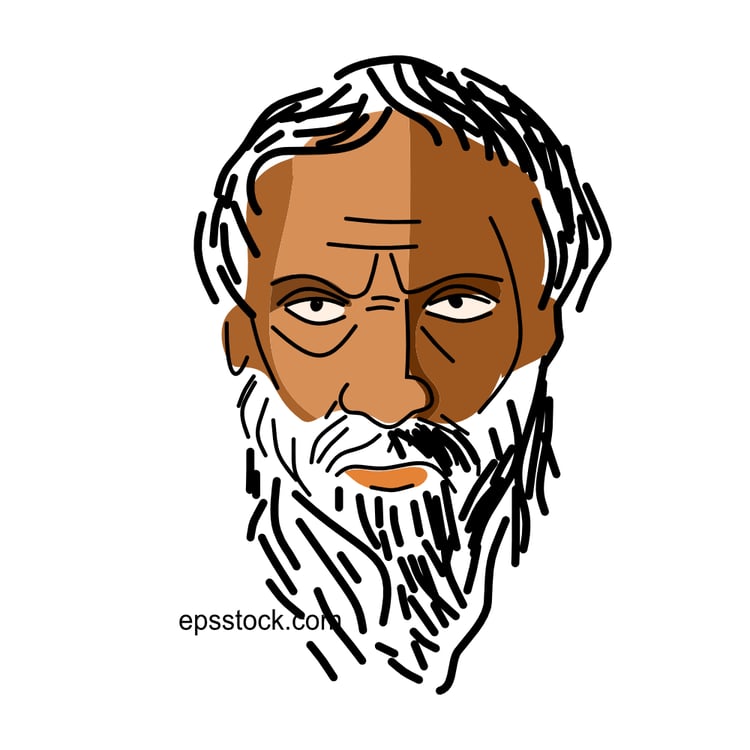Herodotus portrait, flat vector illustration