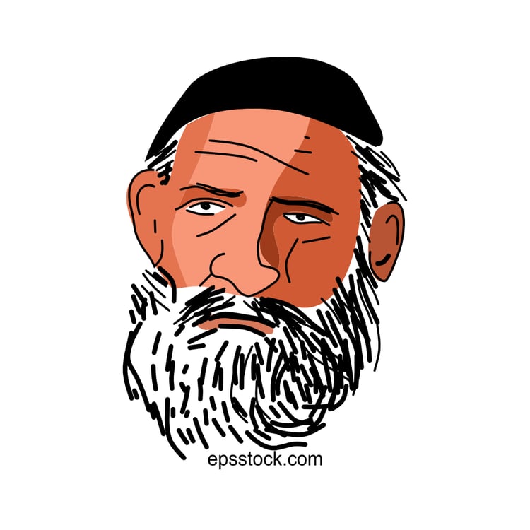 Leucippus portrait, flat vector illustration