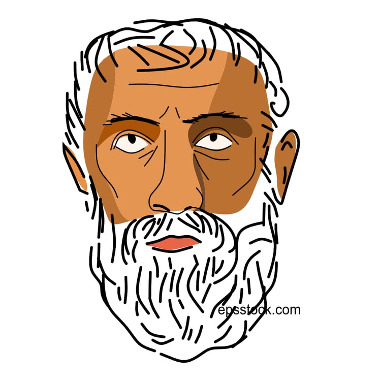 Parmenides portrait, flat vector illustration