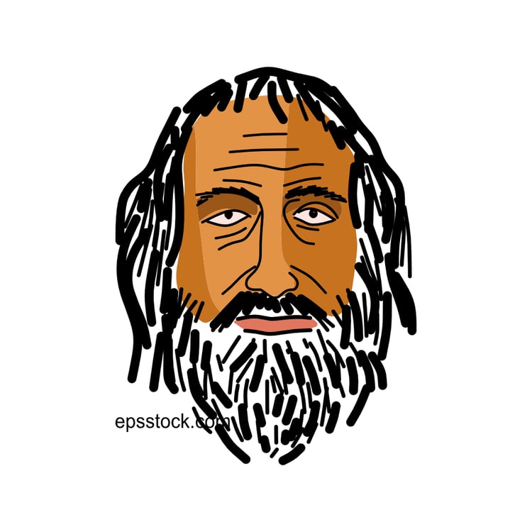 Anaxagoras portrait, flat vector illustration