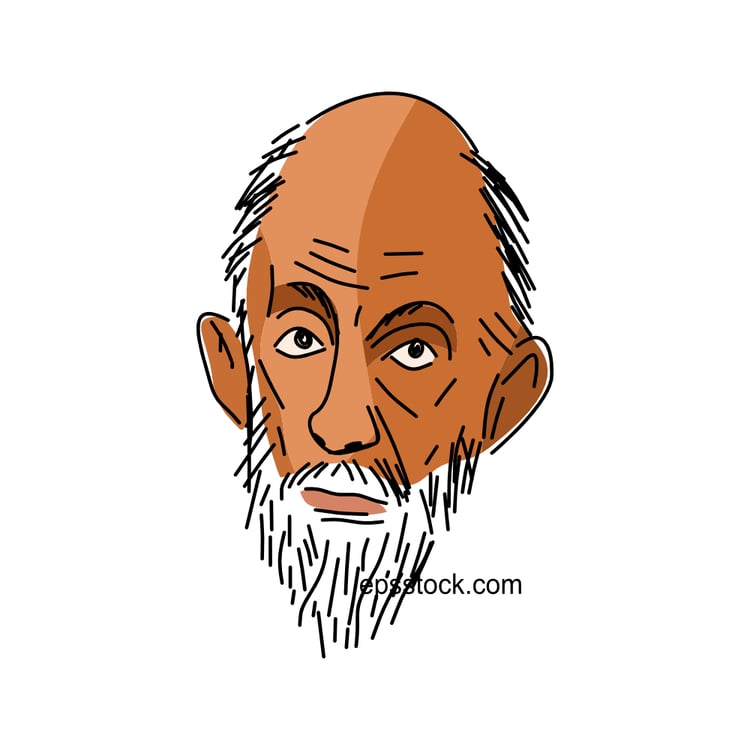 El Greco portrait, flat vector illustration