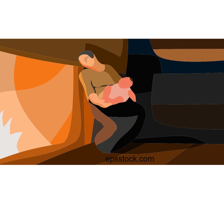 Woman with baby, flat vector illustration