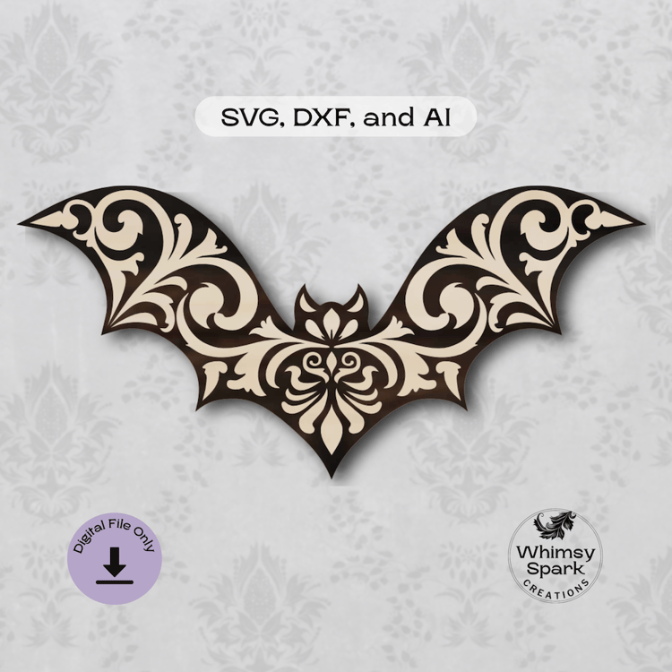Filigree Bat SVG for Laser Cutting