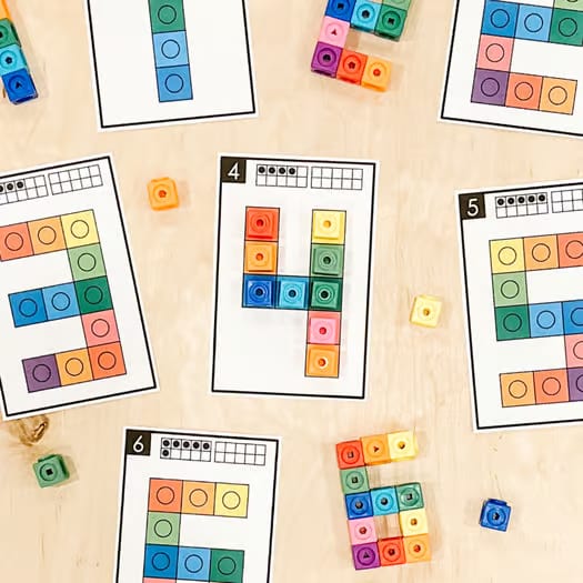 Number Block It! | Pattern Block Building Mats 1–20 | Kindergarten Math Centres