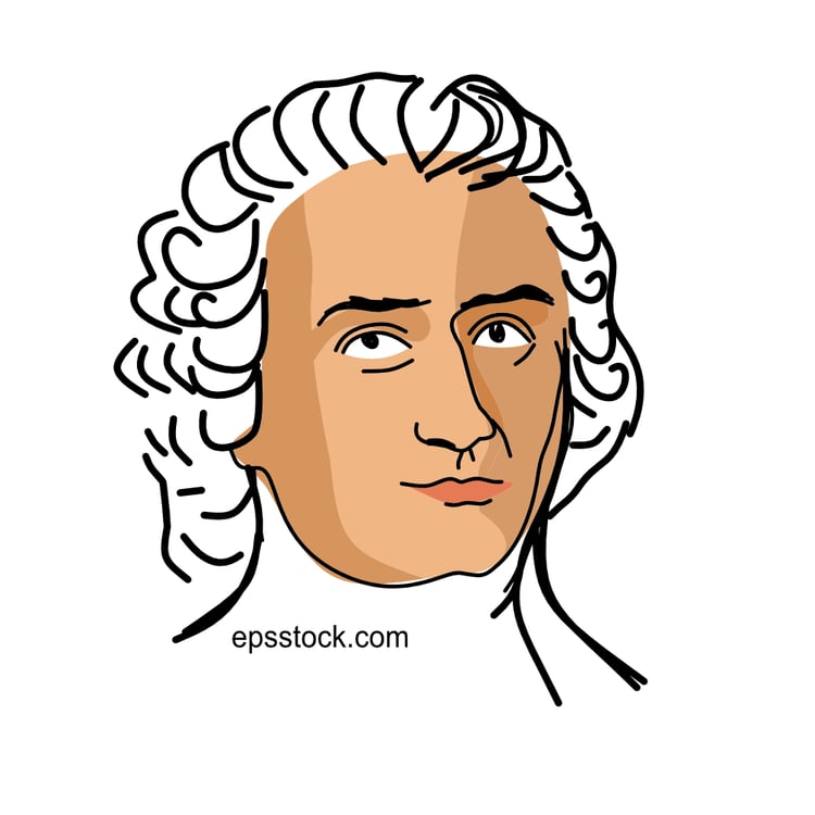 Jean-Jacques Rousseau portrait, flat vector illustration