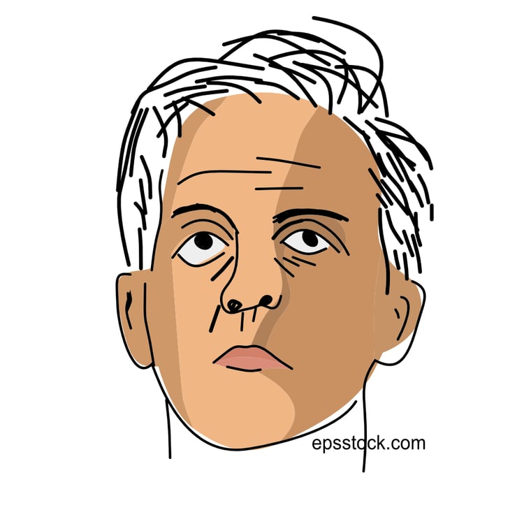 Ludwig Wittgenstein portrait, flat vector illustration