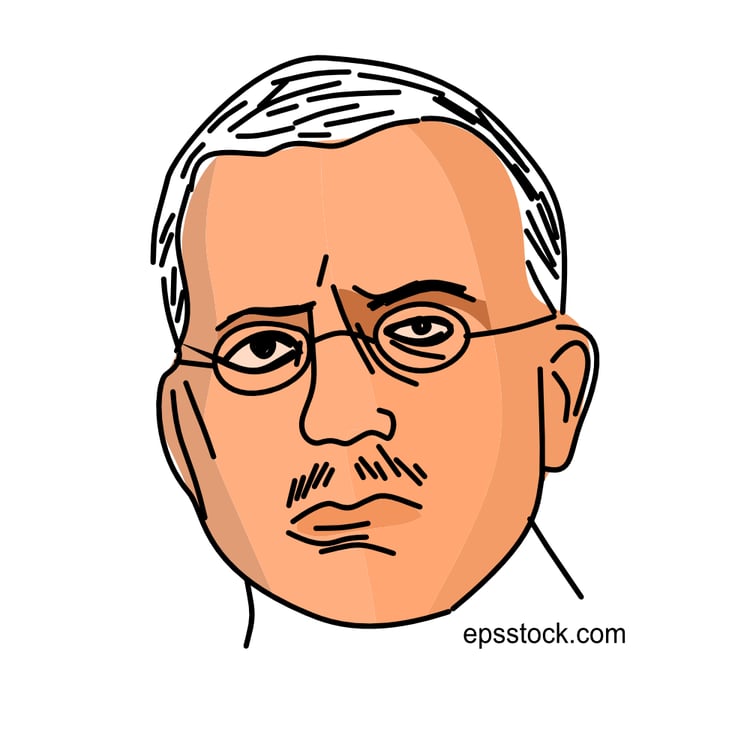 Carl Gustav Jung portrait, flat vector illustration