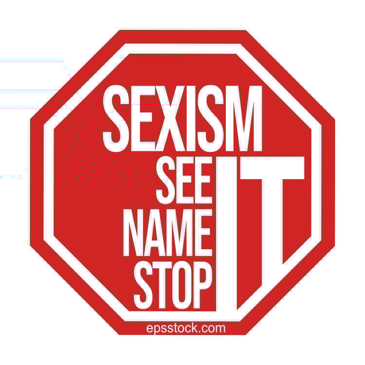 Anti-sexism sign, red isolated silhouette