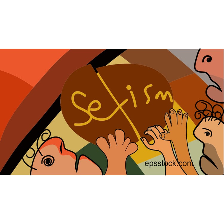 Anti-sexism illustration, flat vector color illustration