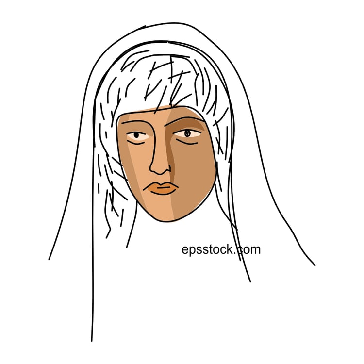Hestia portrait, flat vector illustration