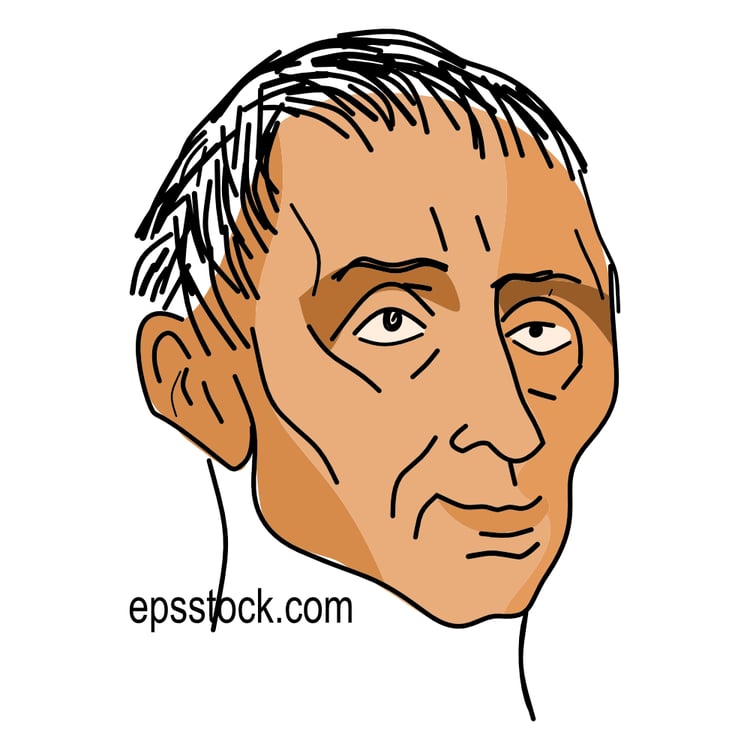Montesquieu portrait, flat vector illustration