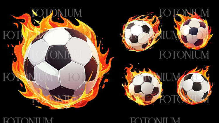 Flaming Soccer Ball Vector Bundle – Fire Football Clipart Set