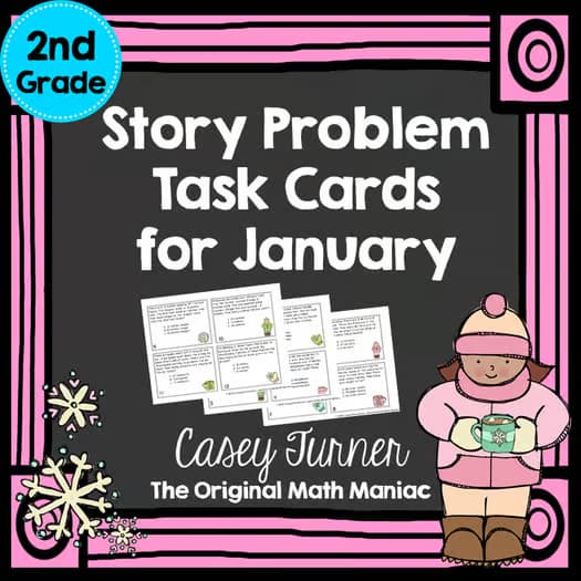 Story Problem Task Cards for January - Second Grade