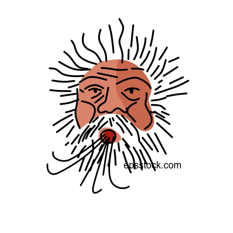 Aeolus Portrait, flat vector illustration