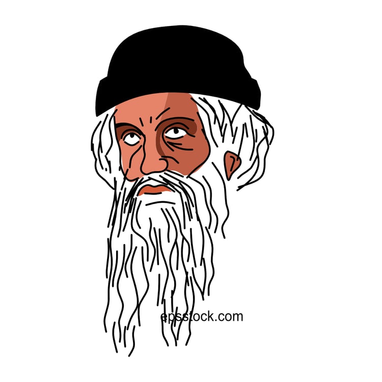 Johannes Gutenberg Portrait, flat vector illustration