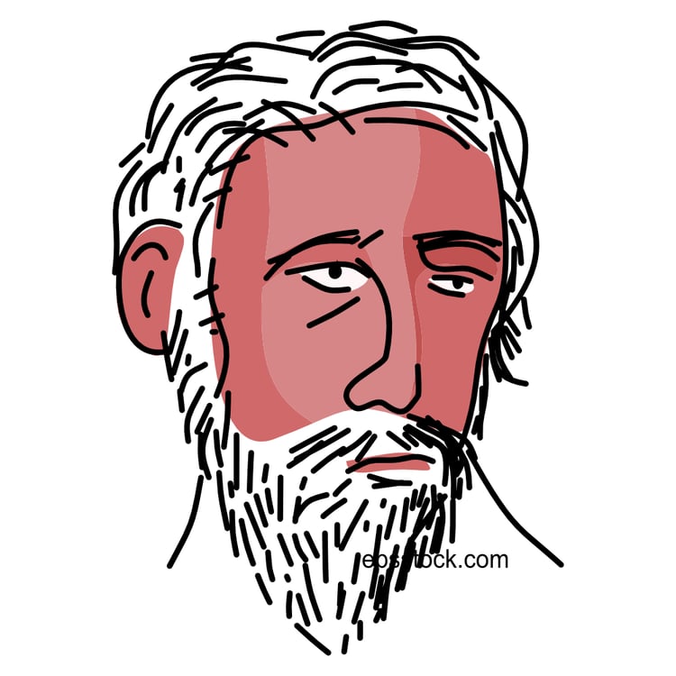 Diogenes the Cynic Portrait, flat vector illustration