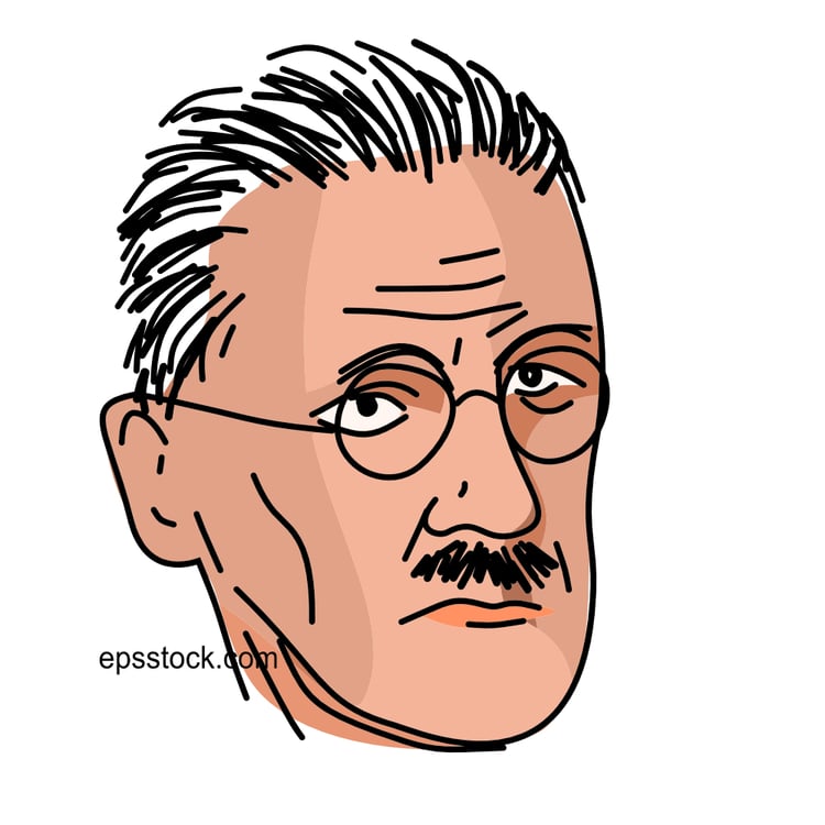 James Joyce Portrait, flat vector illustration
