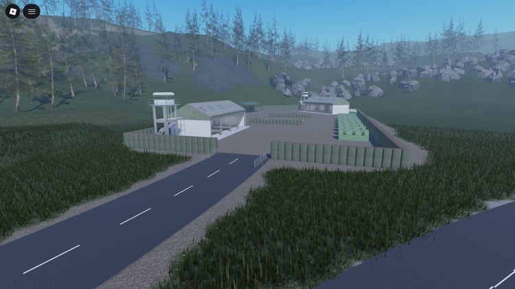 Roblox tactical military base surrounded by nature